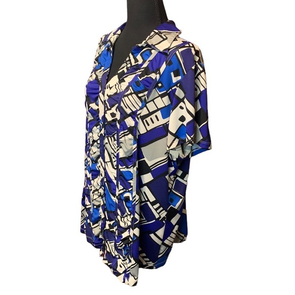 Dress Barn 18/20 Geometric Blouse Top short sleeve casual 2000s Y2k - Picture 1 of 9